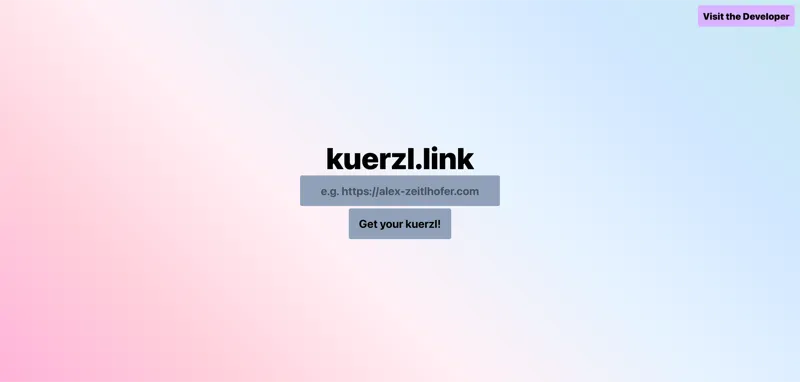 Screenshot der Kuerzl.link Website