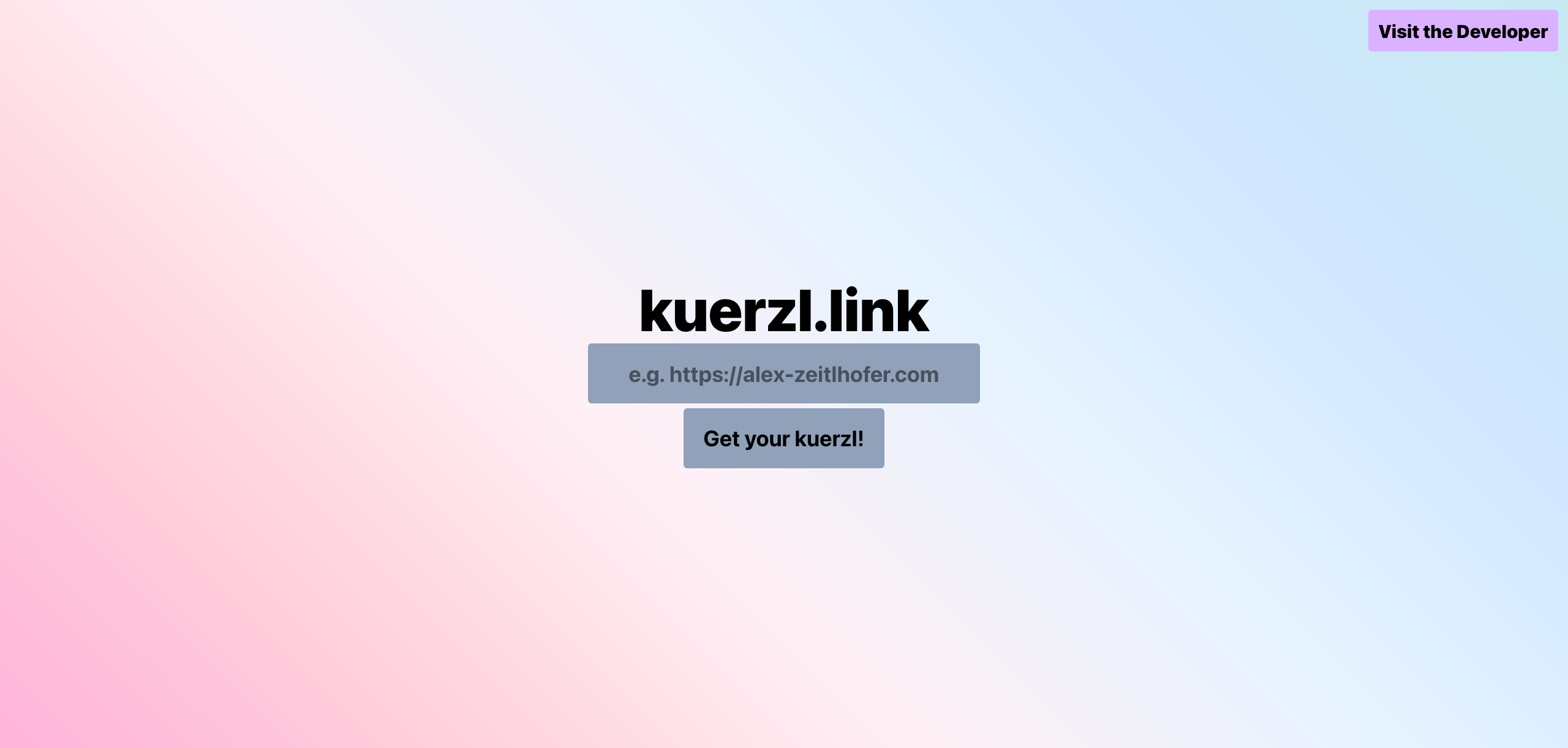 Screenshot der Kuerzl.link Website