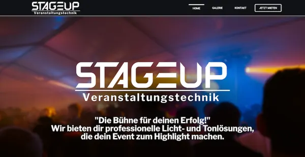 Screenshot der StageUp Website
