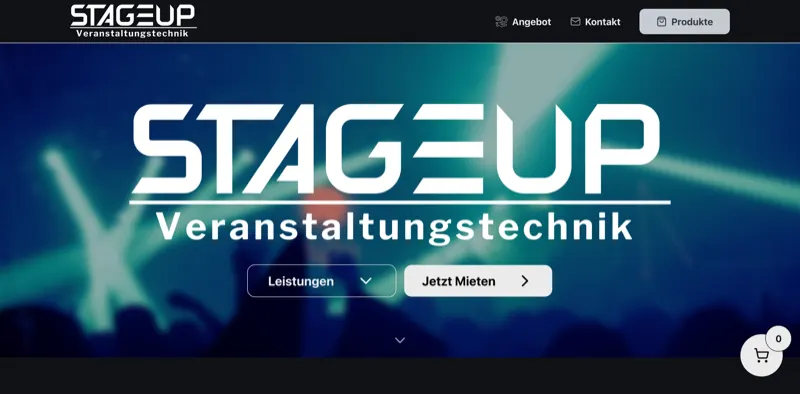 Landing Page der neuen Stageup Website